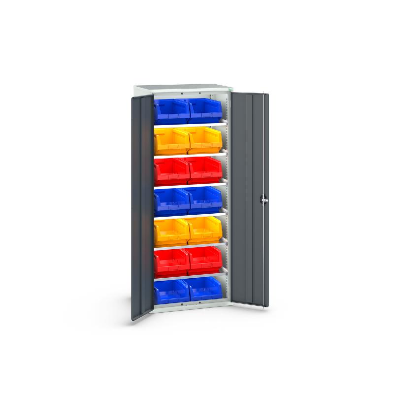 Armoire à bacs Verso – 6 tablettes réglables, 14 bacs N°5 – 800x550x2000 mm - Image 1