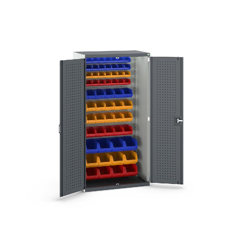 Armoire Cubio SMF-10620-1.18 – Portes Perfo – Fond à Bacs – 60 Bacs – 1050x650x2000 mm - Image 1