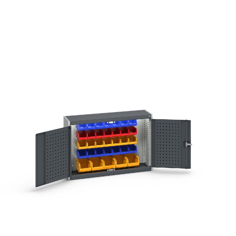 Armoire murale à bacs Cubio – Fond à bacs – 33 bacs – LxPxH : 1050x325x700 mm – Charge lourde 1 tonne - Image 1