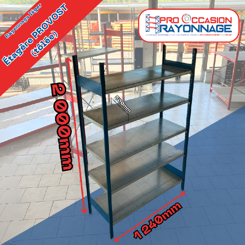 Étagère tôlée – Hauteur 2000mm – Profondeur 500mm – Largeur 1240mm – PROVOST - Image 1
