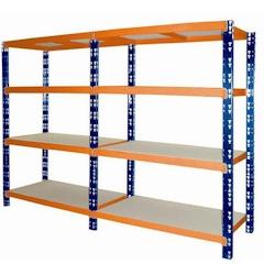 MODULO STORAGE Etagère rack 2×4 pl bois / métal 40x240xH192,4 cm 200 kg/plateau – bleu métal R40x120/8/200 RTCL - Image 1