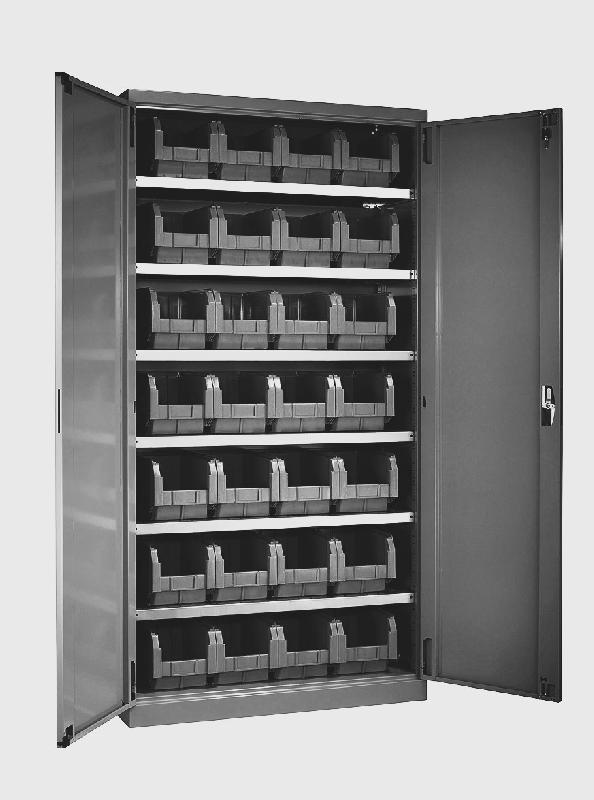 Armoire 28 bacs plastiques ecogreen gris 12.5l avec 2 portes battantes – 2912630 - Image 1