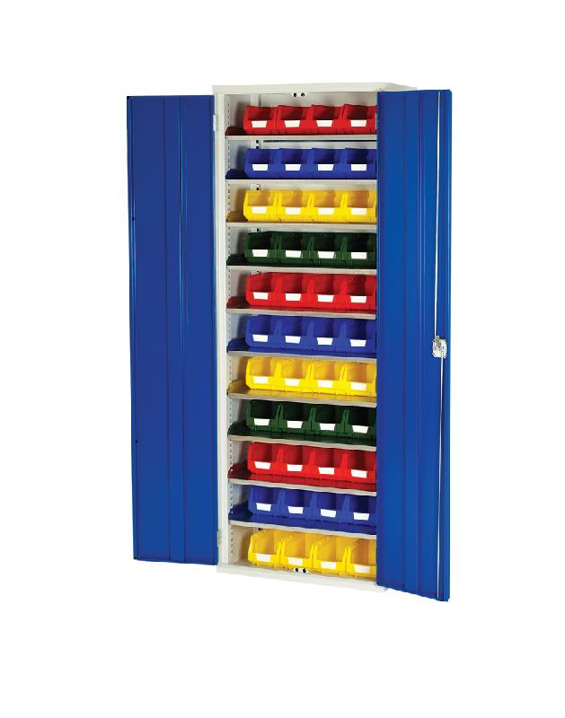 Armoire à bacs Bott Verso – acier soudé – 10 tablettes et 44 bacs de 3,5 L – référence 16916004.11V - Image 1