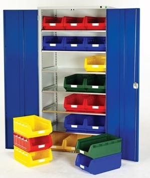 Armoire à bacs – réf 16916007.11v – 21 bacs No. 5 et 6 tablettes – Dimensions 1000x550x2000 mm - Image 1