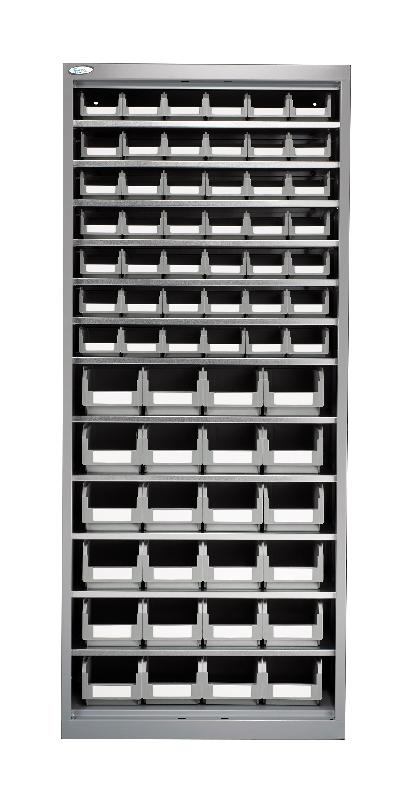 Armoire porte-bacs moyenne sans porte avec 66 bacs coloris gris – 8800843 1