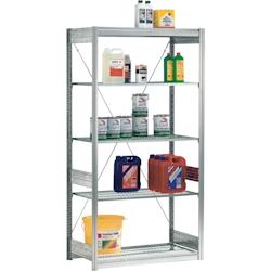 BITO Rayonnages automontables avec panneaux grillagés L1358 mm x P524 mm x H2000 mm finition galavnisée – acier 10-54891 - Image 1