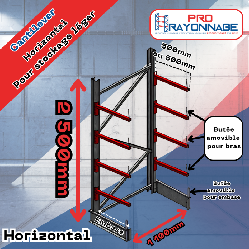 Cantilever léger – Rayonnage à bras modulable – NEUF - Image 1