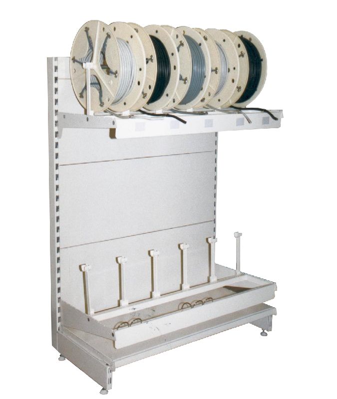 Rayonnage pour bobines avec distributeur de couronne – stockage, déroulage et mesure de câbles, tuyaux, cordes, rubans - Image 1