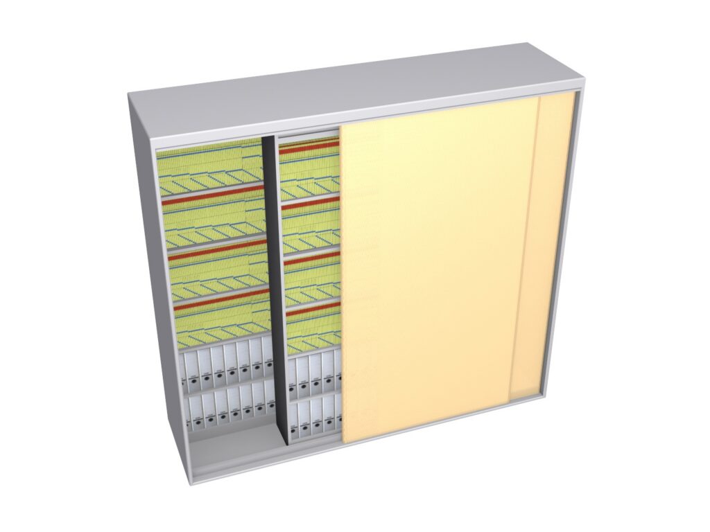 Rayonnage mobilatéral métallique démontable DECOLATERAL DACOTA – ensemble mobile fermé avec habillage décoratif et rangement double profondeur - Image 1