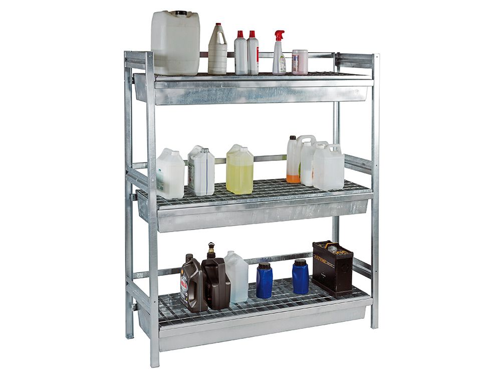 Étagère avec 3 bacs de rétention – acier galvanisé - Image 1