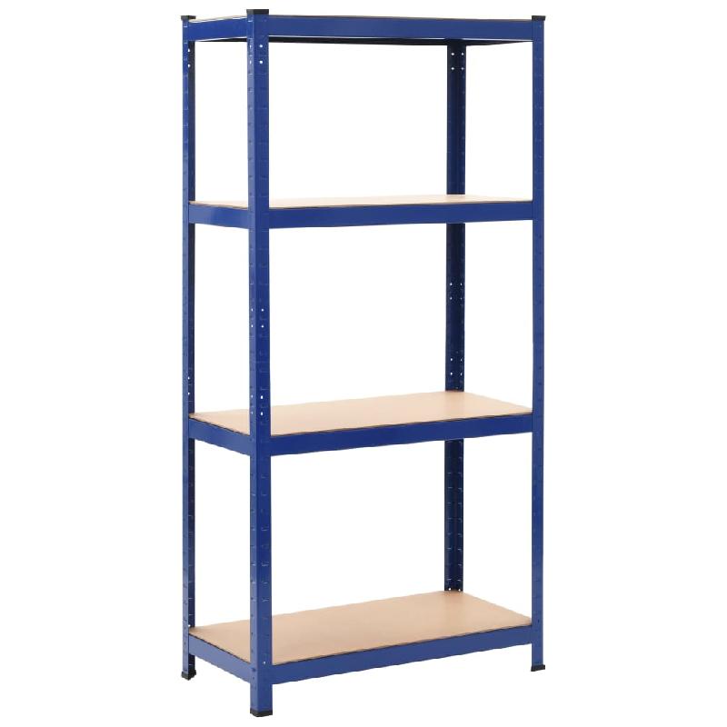 Étagère charge lourde de rangement – Bleu – 80 x 40 x 160 cm – Acier galvanisé et MDF – 02_0000705 - Image 1