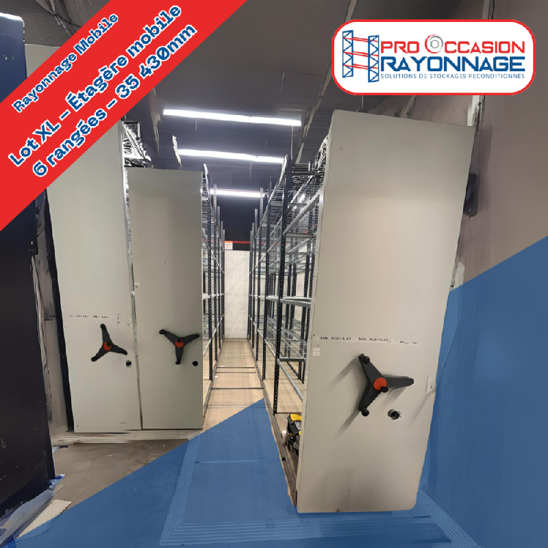 Étagère mobile – 6 rangées, 35 430 mm de longueur totale – Lot XL (lot 1 + lot 2) - Image 1