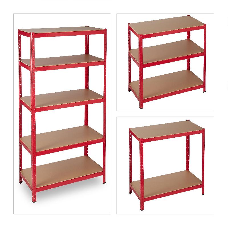 Étagère de rangement charge lourde – 1325 kg – 180 cm – Rouge – Réf : 13_0001191 - Image 1