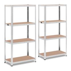 Helloshop26 – Lot de 2  étagère charge lourde 80 x 40 x 160 cm supporte 4 x 80 kg robuste garage atelier outils gris 14_0005171 – 3000229771535 - Image 1