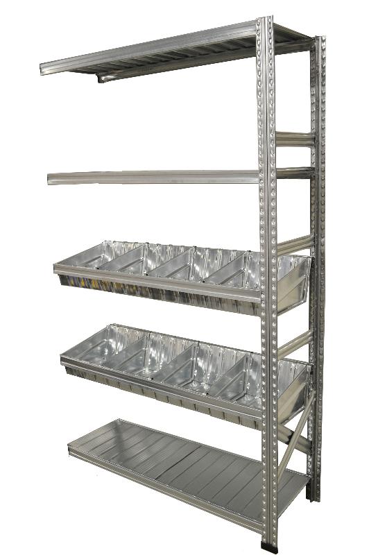 Kit suivant rayonnage 2 bacs modulaires l.1200 x p.400 mm – 1820677 - Image 1