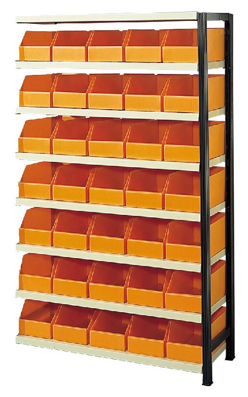 Kit suivant rayonnage avec 35 bacs plastiques oranges 10.5 l – 1602683s - Image 1