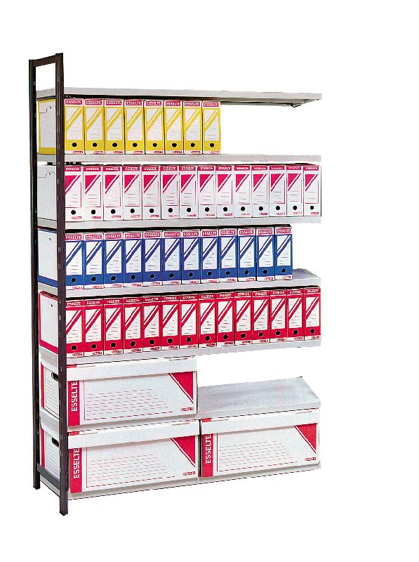 Kit suivant rayonnage pour archives peint universel h.2000 avec tablettes l.1170 x p.350 mm – 1602655 - Image 1