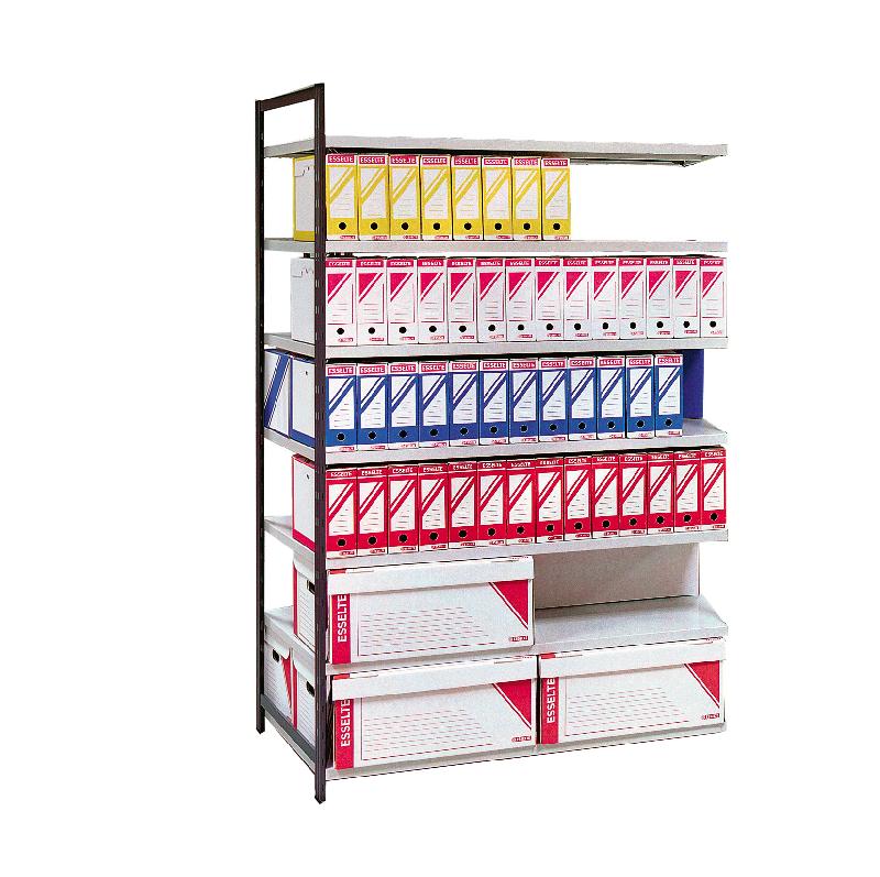 Kit suivant rayonnage pour archives peint universel h.2000 avec tablettes l.1170 x p.700 mm – 1602659 - Image 1