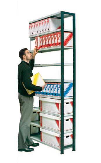 Kit suivant rayonnage pour archives peint universel h.2500 avec tablettes l.1170 x p.350 mm – 1602663 - Image 1