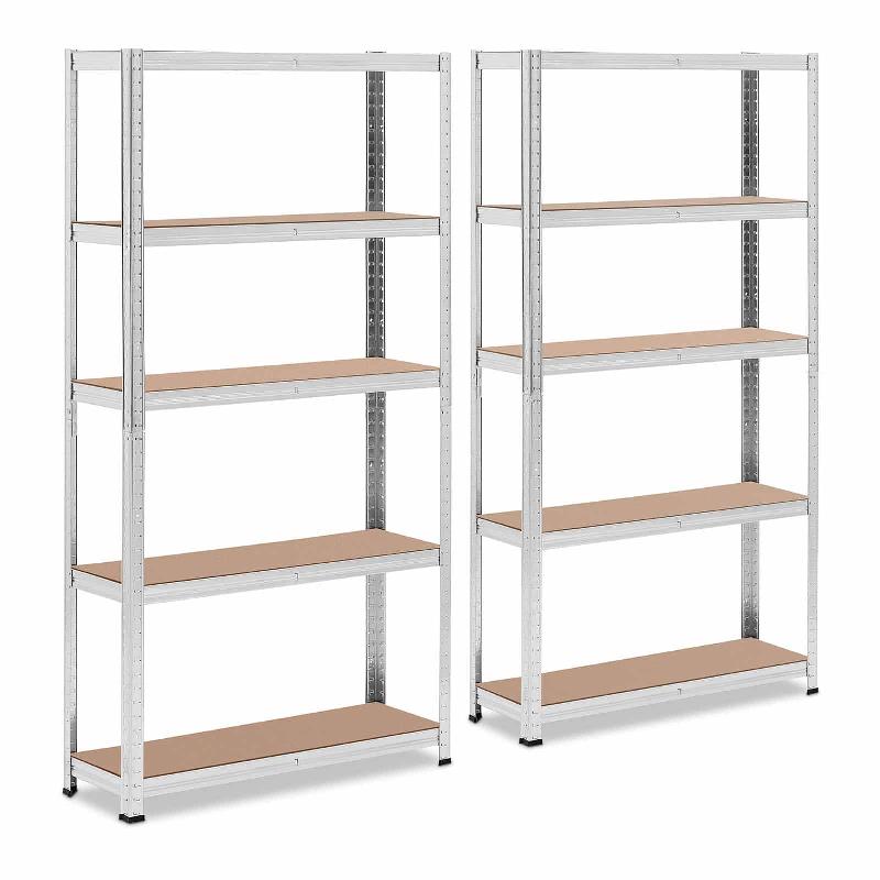 LOT DE 2 ÉTAGÈRES CHARGE LOURDE 90 X 30 X 180 CM SUPPORTE 5 X 175 KG ROBUSTE GARAGE ATELIER OUTILS GRIS 14_0005178 - Image 1