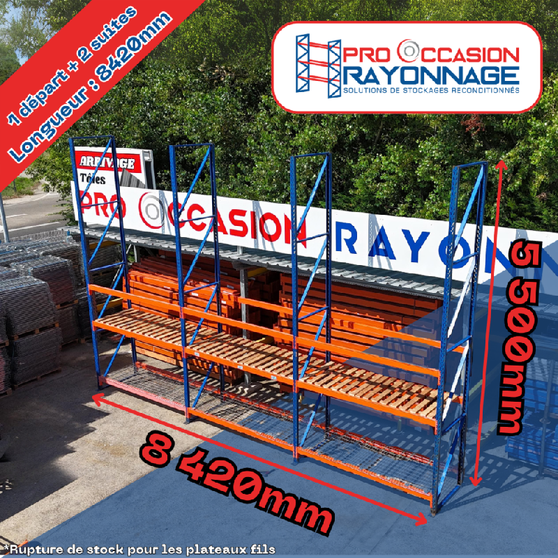 Lot de rayonnage – Hauteur 5 500mm, Longueur 8 420mm, Profondeur 1 000mm – Rayosar - Image 1