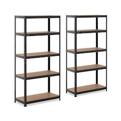 MSW – MSW MSW-STSH-22 Étagère Charge Lourde Étagère métallique Étagère d&rsquo;atelier 90 x 40 x 180 cm Supporte 5 x 175 kg Noir Lot de 2 – noir 4062 - Image 1