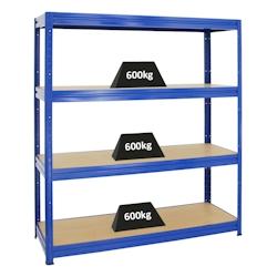 PROREGAL Étagère charge lourde DINO, HxLxP 180x160x60cm, 600kg par niveau, Bleu, Étagère robuste de Garage, Atelier – bleu métal PR_RK7-18 - Image 1
