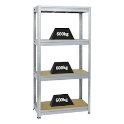 PROREGAL Étagère charge lourde DINO, HxLxP 180x200x60cm, 500kg par niveau, Bleu & Orange, Étagère robuste de Garage, Atelier – multicolore métal - Image 1