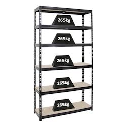 PROREGAL Étagère charge lourde GIANT TIGER XL, HxLxP 220x120x40cm, 265kg par Niveau, 6 Niveaux, Noir, Étagère robuste de garage, atelier, cave – n - Image 1