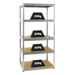 PROREGAL Étagère charge lourde SLIM ELEPHANT M, HxLxP 180x90x60cm, 5 Niveaux, 350kg par Niveau, Galvanisé, Étagère Robuste de Garage, Atelier – a - Image 1