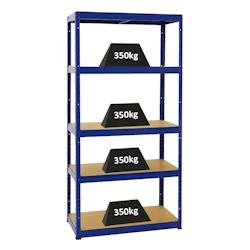 PROREGAL Étagère charge lourde SLIM ELEPHANT S, HxLxP 180x90x45cm, 5 Niveaux, 350kg par Niveau, Bleu, Étagère Robuste de Garage, Atelier – bleu ac - Image 1