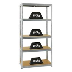 PROREGAL Étagère charge lourde SLIM ELEPHANT S, HxLxP 180x90x45cm, 5 Niveaux, 350kg par Niveau, Galvanisé, Étagère Robuste de Garage, Atelier – a - Image 1