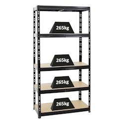 PROREGAL Étagère charge lourde TIGER, HxLxP 180x90x45cm, 265kg par Niveau, Noir, Étagère robuste de garage, atelier, cave, sous-sol, stockage – no - Image 1