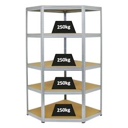 PROREGAL Étagère d&rsquo;angle charge lourde SLIM ELEPHANT, HxLxP 180x90x45cm, 250kg par niveau, Galvanisé, Étagère d&rsquo;angle pour Garage, Atelier – arge - Image 1