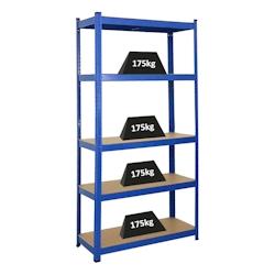 PROREGAL Etagère robuste RAGNAR, HxLxP 180x90x40cm, Charge totale de 875kg, Bleu, Étagère de garage, étagère de cave – bleu acier PR_RD1-02 - Image 1