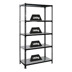 PROREGAL Étagère charge lourde METAL SHARK | HxLxP 180x90x40cm | 180kg par niveau | Anthracite-Galvanisé – gris acier PR_RS3-23 - Image 1