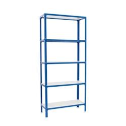 PROREGAL Étagère de vie LIVING KOALA WOOD avec 5 étagères | HxLxP 180x100x30cm | Charge du compartiment 150kg | Bleu/Blanc – bleu métal RS104-06 - Image 1