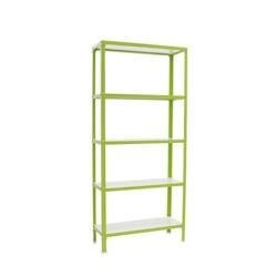 PROREGAL Étagère de vie LIVING KOALA WOOD avec 5 étagères | HxLxP 180x100x30cm | Charge du compartiment 150kg | Vert/Blanc – vert métal RS106-06 - Image 1