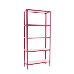 PROREGAL Étagère de vie LIVING KOALA WOOD avec 5 étagères | HxLxP 180x80x30cm | Charge du compartiment 150kg | Rose/Blanc – métal RS108-03 - Image 1