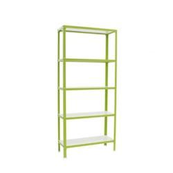 PROREGAL Étagère de vie LIVING KOALA WOOD avec 5 étagères | HxLxP 180x80x30cm | Charge du compartiment 150kg | Vert/Blanc – vert métal RS106-03 - Image 1