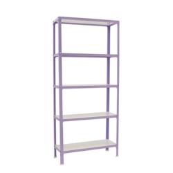 PROREGAL Étagère de vie LIVING KOALA WOOD avec 5 étagères | HxLxP 180x80x30cm | Charge du compartiment 150kg | Violet/Blanc – violet métal RS107-03 - Image 1