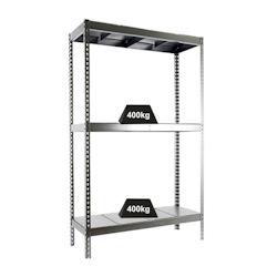PROREGAL Étagère pour charges lourdes BIG METAL YETI THREE | HxLxP 200x150x60cm | Charge du compartiment 400kg | Galvanisé – argenté acier PR_RS22-13 - Image 1