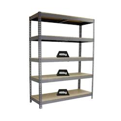 PROREGAL Étagère pour charges lourdes BIG WOOD YETI FIVE | HxLxP 200x180x75cm | Charge du compartiment 400kg | Galvanisé – gris métal PR_RS21-24 - Image 1