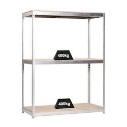 PROREGAL Étagère pour charges lourdes BIG WOOD YETI THREE | HxLxP 200x150x60cm | Charge du compartiment 400kg | Galvanisé – argenté acier PR_RS19-13 - Image 1