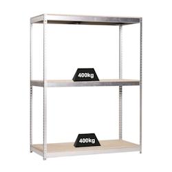 PROREGAL Étagère pour charges lourdes BIG WOOD YETI THREE | HxLxP 200x150x75cm | Charge du compartiment 400kg | Galvanisé – gris métal PR_RS19-16 - Image 1