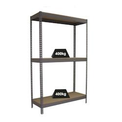 PROREGAL Étagère pour charges lourdes BIG WOOD YETI THREE | HxLxP 200x180x60cm | Charge du compartiment 400kg | Gris – gris acier PR_RS19-22 - Image 1