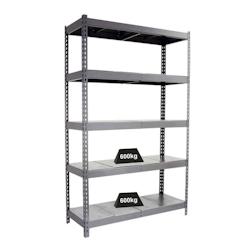 PROREGAL Étagère pour charges lourdes METAL BEAST FIVE | HxLxP 200x150x60cm | Charge du compartiment 600kg | Gris – gris métal PR_RS18-06 - Image 1