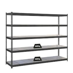 PROREGAL Étagère pour charges lourdes METAL BEAST FIVE | HxLxP 200x210x75cm | Charge du compartiment 500kg | anthracite – gris métal PR_RS18-56 - Image 1