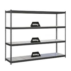 PROREGAL Étagère pour charges lourdes METAL BEAST FOUR | HxLxP 200x150x60cm | Charge du compartiment 600kg | anthracite – gris métal PR_RS17-43 - Image 1