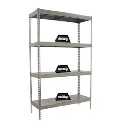 PROREGAL Étagère pour charges lourdes METAL BEAST FOUR | HxLxP 200x150x60cm | Charge du compartiment 600kg | Galvanisé – gris métal PR_RS17-05 - Image 1